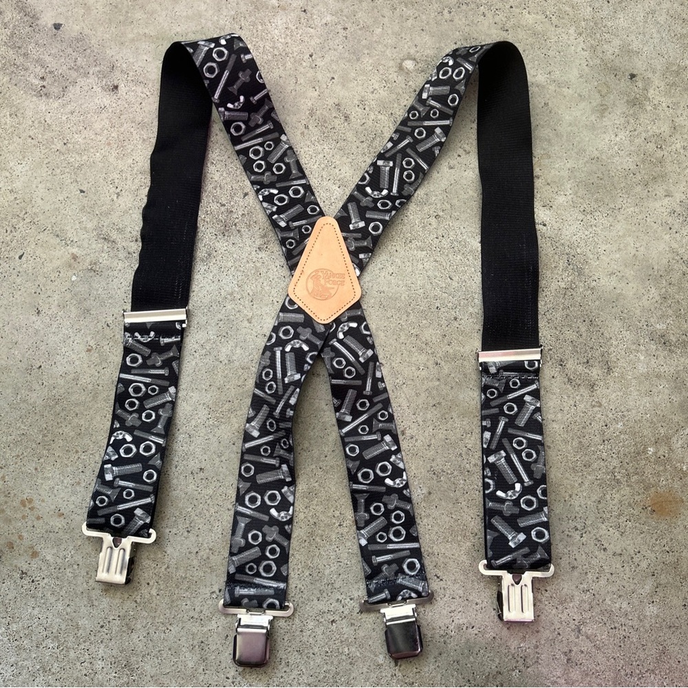 Yankee Forge Suspenders Work Gear Heavy Duty 2 Inch Wide Nuts And bolts hardware